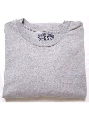 General Standard Blank Pocket Tee Long Sleeve Gray Men Sz 2XL (M382) Made in USA